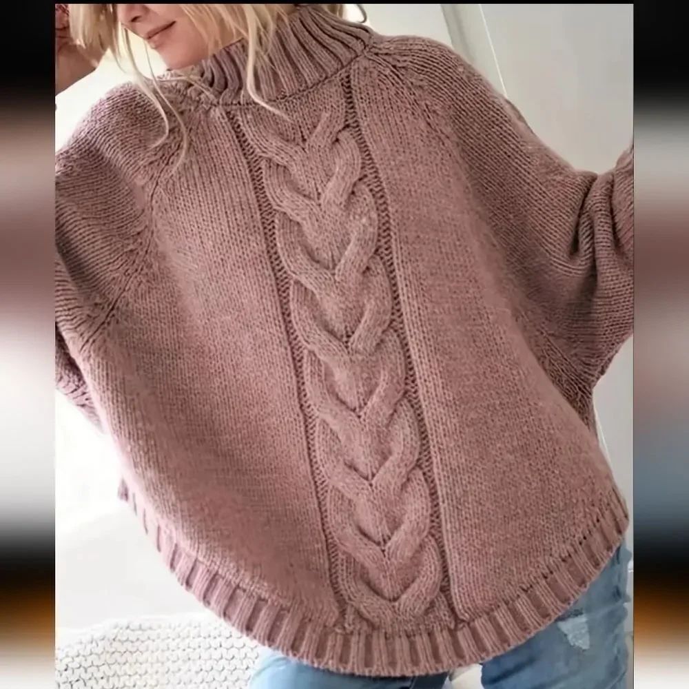Boutique 9 Mauve Cable Knit Turtleneck Sweater - Picture 4 of 4